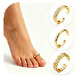 Acefun 3Pcs Gold Filled Toe Rings for Women Non Tarnish 14K Gold Filled Toe Ring Adjustable Flower Cz Dainty Toe Ring Summer Beach Open Toe Rings Set Toe Jewelry Foot Jewelry