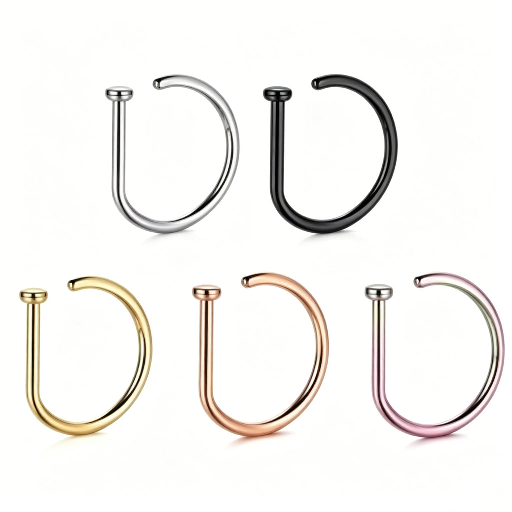 Acefun Fake Nose Ring Hoop D Shape Fake Septum Piercing Non Pierced Septum Ring Clip on Lip Rings Faux Earring Stud for Men Faux Lip Piercings Jewelry for Women Halloween Jewelry
