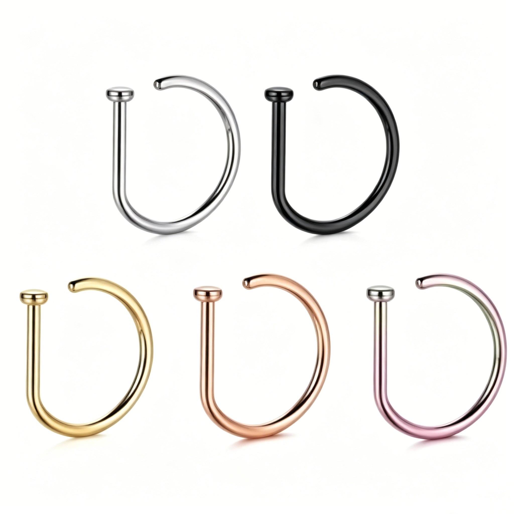 Acefun Fake Nose Ring Hoop D Shape Fake Septum Piercing Non Pierced Septum Ring Clip on Lip Rings Faux Earring Stud for Men Faux Lip Piercings Jewelry for Women Halloween Jewelry