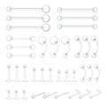 Acefun 36pcs Clear Piercing Retainers Bioflex Plastic Jewelry for Nose Septum Nipple Tongue Eyebrow Belly Earrings Tragus Helix Cartilage Industrial Lip Labret Rings Studs for Work School Sports MRI Surgery
