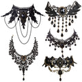 Acefun 6Pcs Black Lace Choker Necklace Set for Women Gothic Velvet Chokers Collar Necklace Halloween Gothic Cosplay Costume Jewelry Accessory