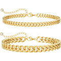 Acefun Gold Ankle Bracelets for Women Waterproof - Dainty Gold Anklets Trendy Layered 14K Gold/Silver Plated Stackable Chunky Cuban Link Chian Anklet Bracelet Set for Women Non Tarnish Jewelry Gift
