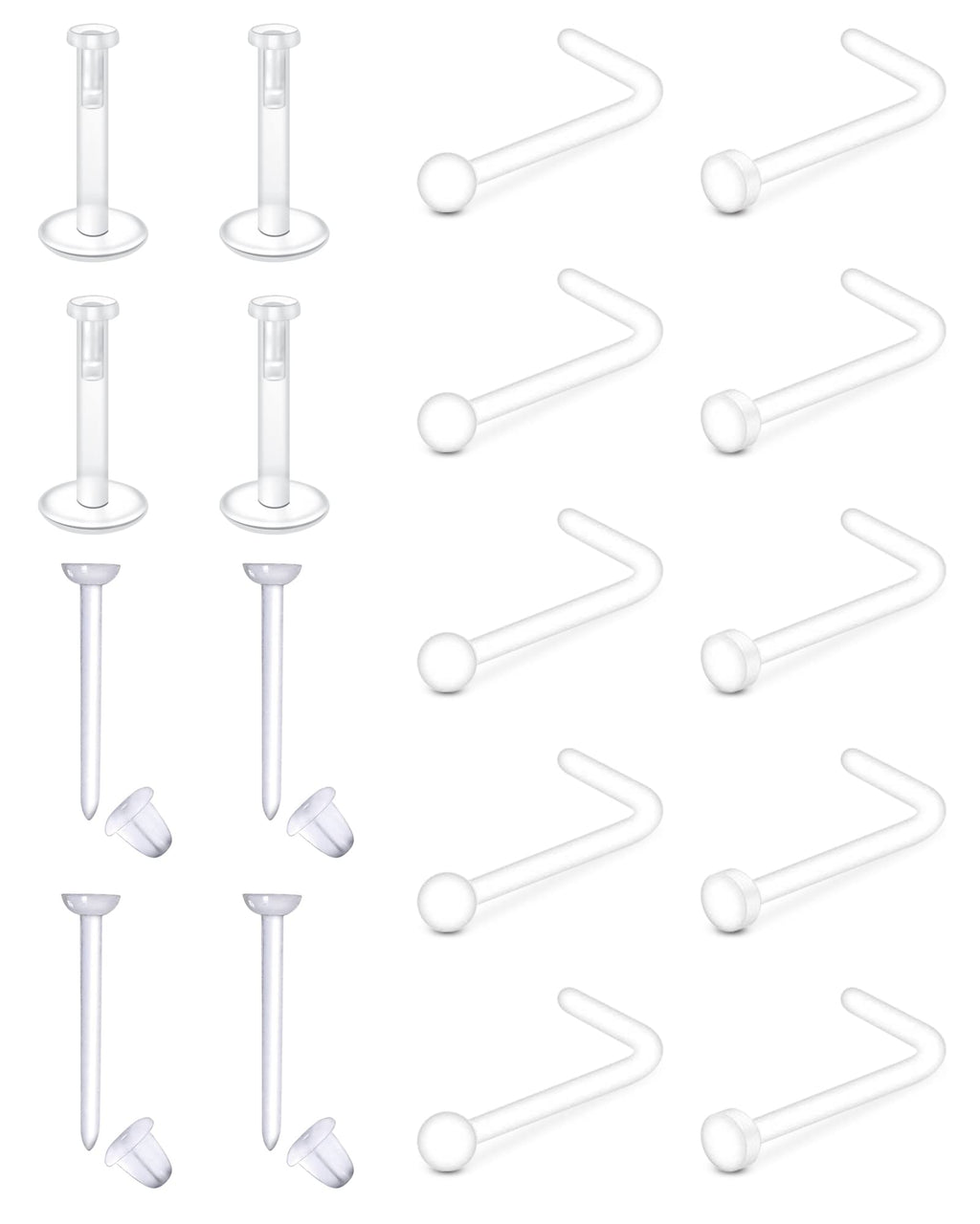 Acefun Clear Nose Studs for Work Clear Nose Rings Piercing Retainer for Surgery Bioflex Plastic Nose Ring Spacers Retainer Jewelry for Septum Lip Earrings
