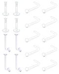 Acefun Clear Nose Studs for Work Clear Nose Rings Piercing Retainer for Surgery Bioflex Plastic Nose Ring Spacers Retainer Jewelry for Septum Lip Earrings