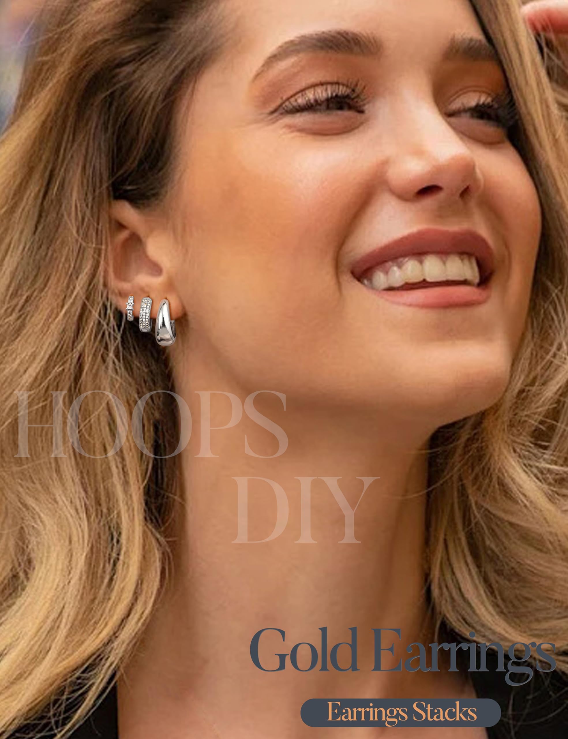 Acefun Small Gold Earring Stack Trendy Silver Earrings for Women Hypoallergenic  Cubic Zirconia Stud Hoop Non Tarnish Huggie Hoop Earrings Set for Multiple Piercing Jewelry Gift