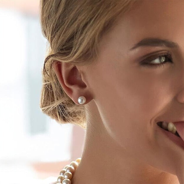 Acefun 18K Gold Plated Pearl Stud Earrings Set for Women 7 Sizes 3-10mm Hypoallergenic Pearl Earrings for Sensitive Ears Tiny to Large Pearl Studs for Daily Wear