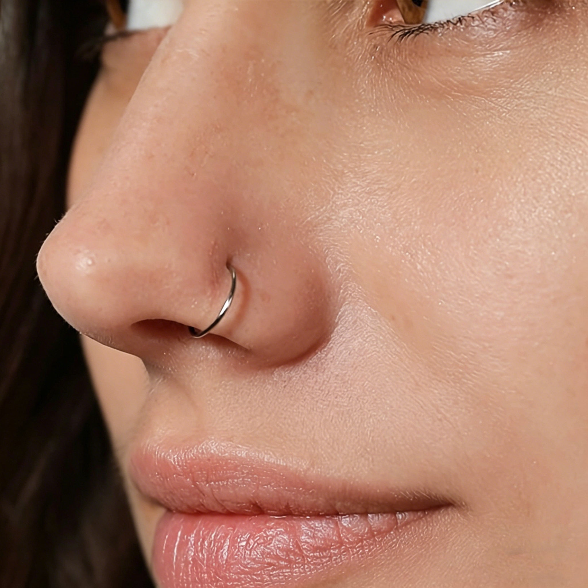 Acefun Fake Nose Ring Hoop D Shape Fake Septum Piercing Non Pierced Septum Ring Clip on Lip Rings Faux Earring Stud for Men Faux Lip Piercings Jewelry for Women Halloween Jewelry