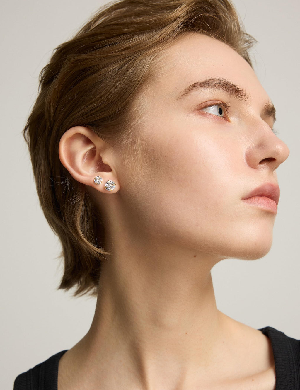 Acefun 6 Pairs Stud Earrings Set, Hypoallergenic Cubic Zirconia 316L Earrings Stainless Steel CZ Earrings 3-8mm