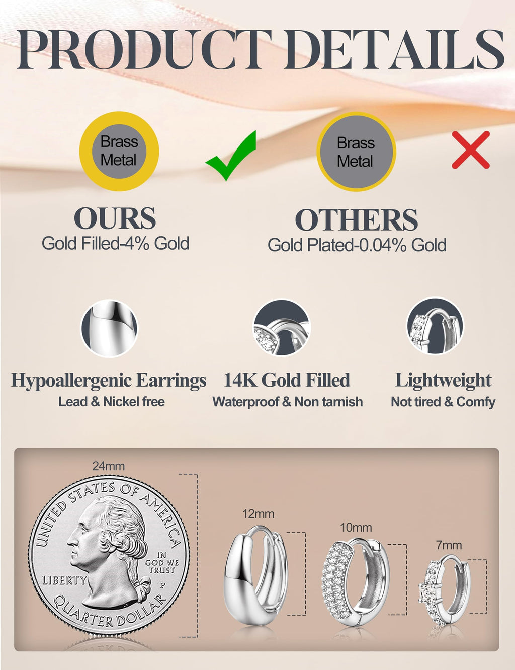 Acefun Small Gold Earring Stack Trendy Silver Earrings for Women Hypoallergenic  Cubic Zirconia Stud Hoop Non Tarnish Huggie Hoop Earrings Set for Multiple Piercing Jewelry Gift