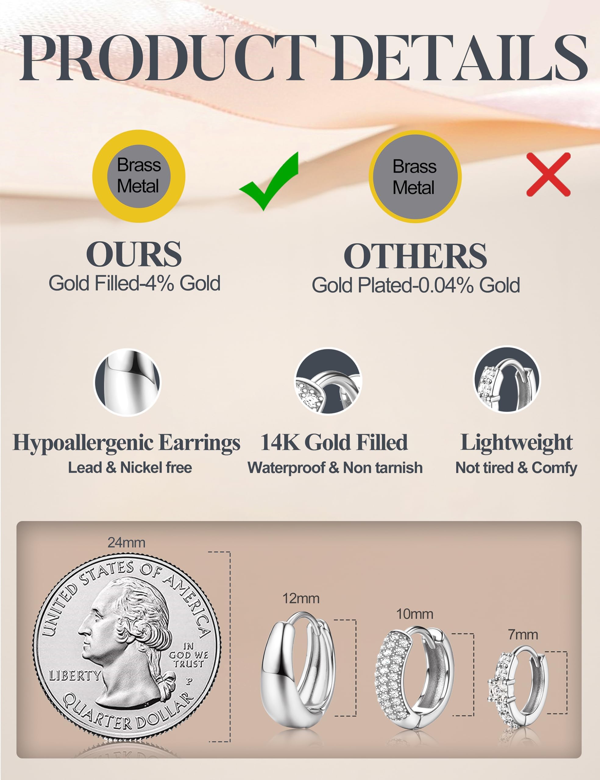 Acefun Small Gold Earring Stack Trendy Silver Earrings for Women Hypoallergenic  Cubic Zirconia Stud Hoop Non Tarnish Huggie Hoop Earrings Set for Multiple Piercing Jewelry Gift