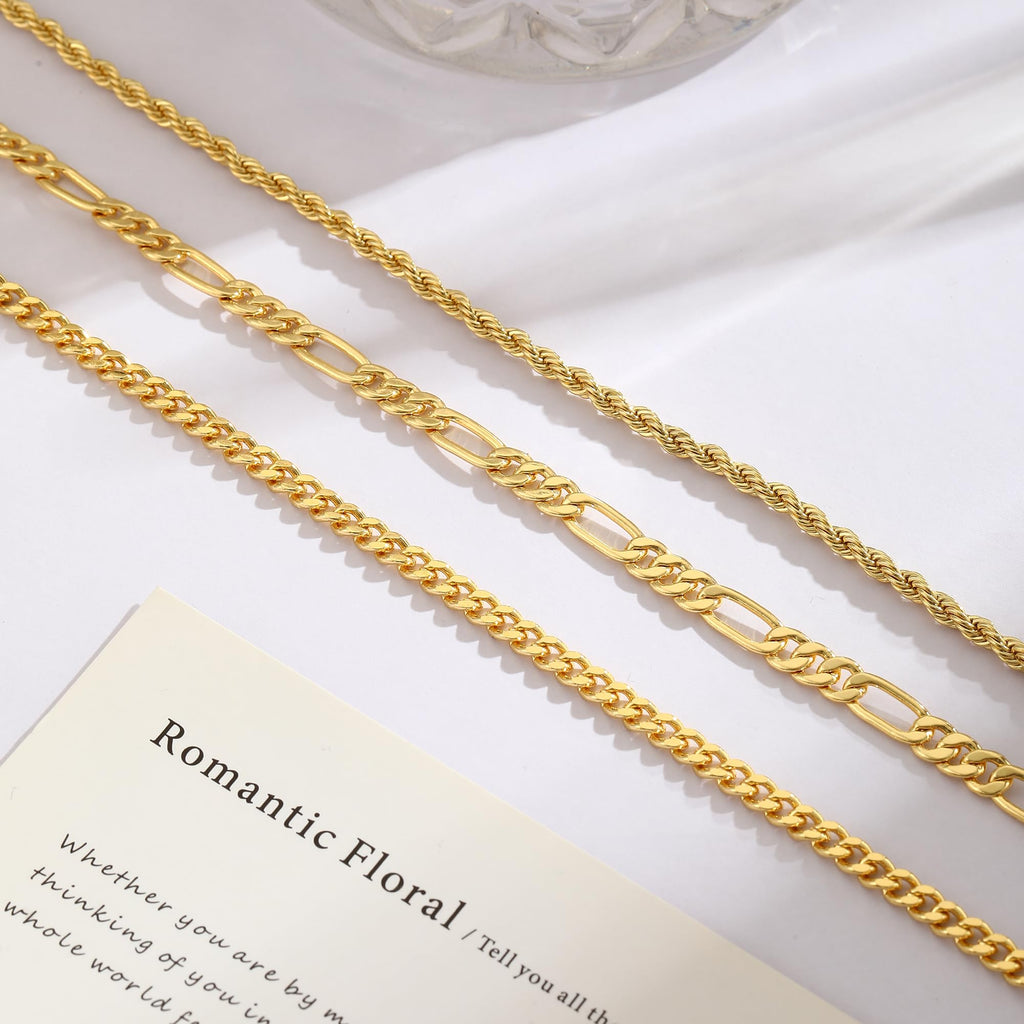 Acefun Gokeey Ankle Bracelets for Women, 14k Gold Plated Jewelry Set Waterproof Layered Cuban Figaro Link Chain Anklets Set Gold Anklets Summer Boho Beach Jewelry Gift Adjustable Size