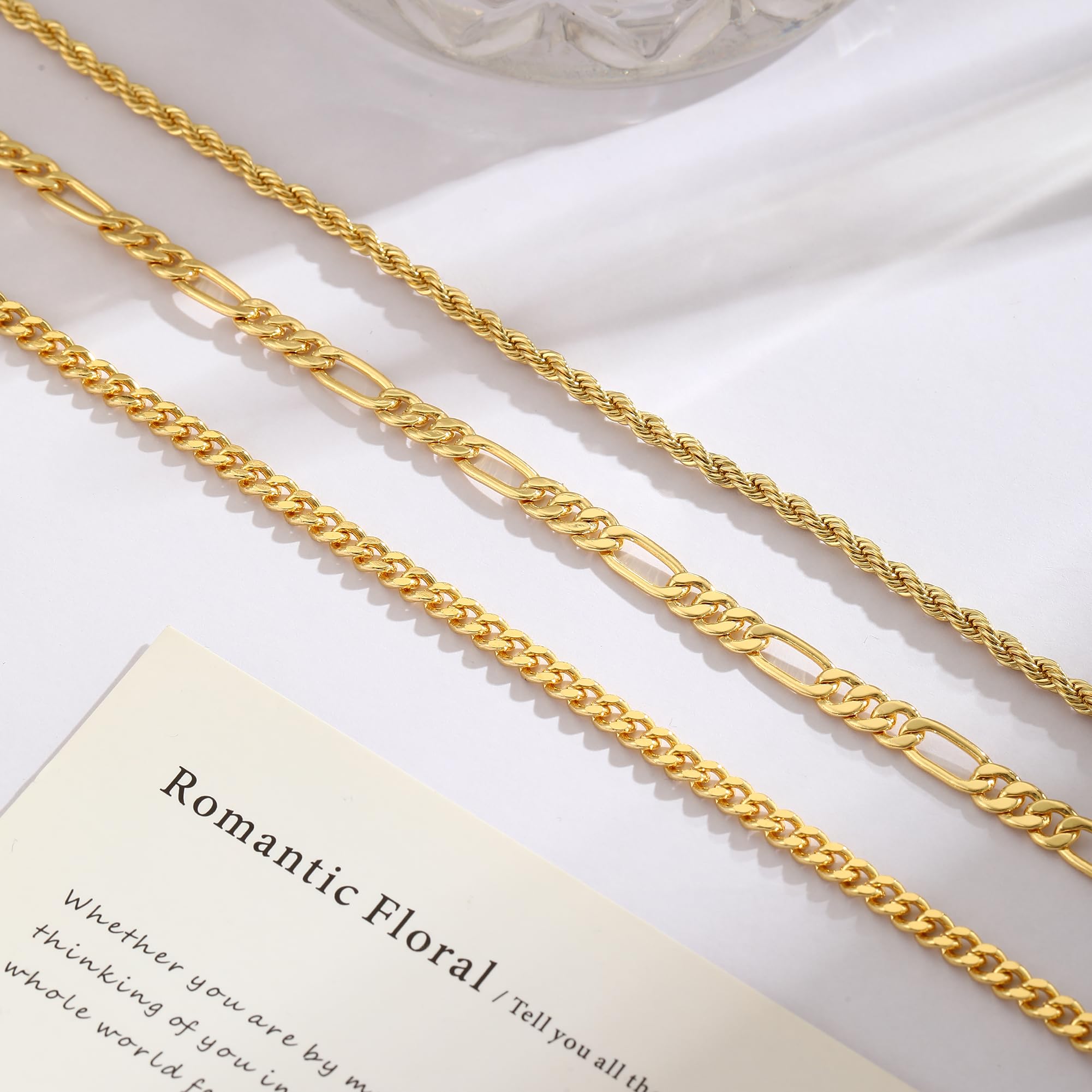 Acefun Gokeey Ankle Bracelets for Women, 14k Gold Plated Jewelry Set Waterproof Layered Cuban Figaro Link Chain Anklets Set Gold Anklets Summer Boho Beach Jewelry Gift Adjustable Size