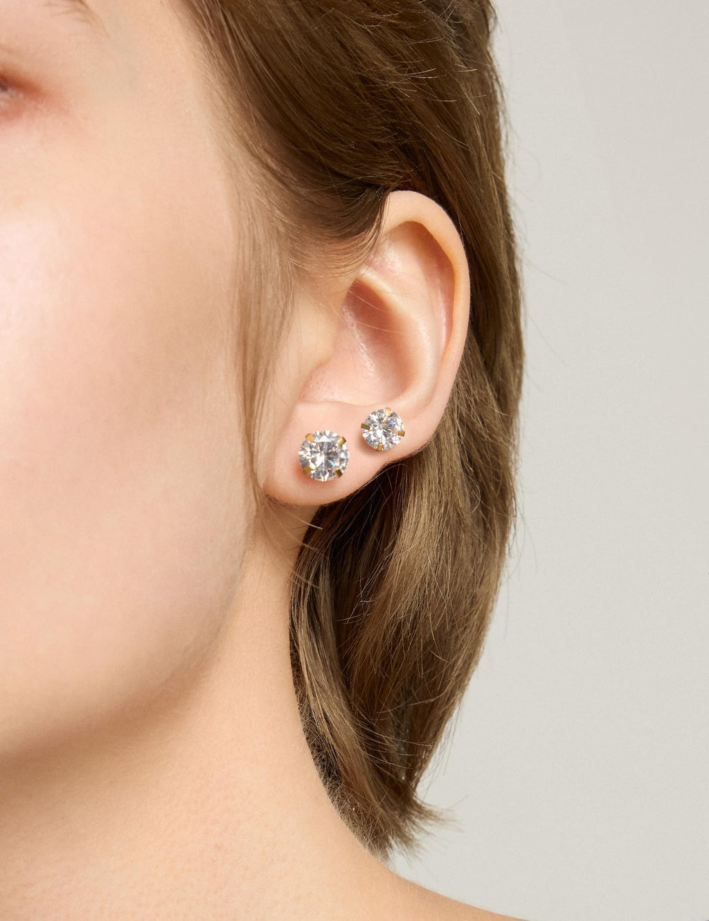 Acefun 6 Pairs Stud Earrings Set, Hypoallergenic Cubic Zirconia 316L Earrings Stainless Steel CZ Earrings 3-8mm