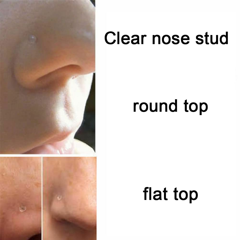 Acefun Clear Nose Studs for Work Clear Nose Rings Piercing Retainer for Surgery Bioflex Plastic Nose Ring Spacers Retainer Jewelry for Septum Lip Earrings