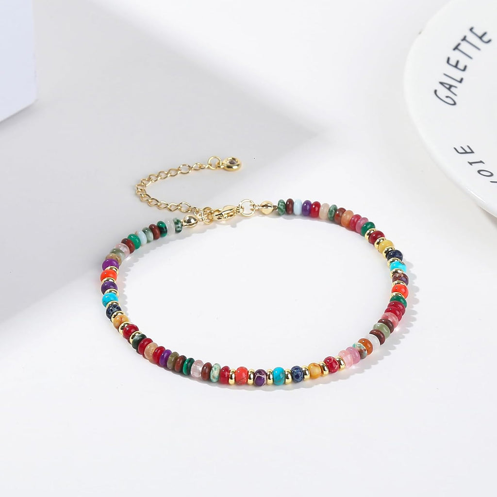 Acefun Ankle Bracelets for Women: The bead anklet is made from 4mm natural stone beads, the beads have a smooth surface and each bead is unique, plus metal spacers have been added to make it even more exquisite
