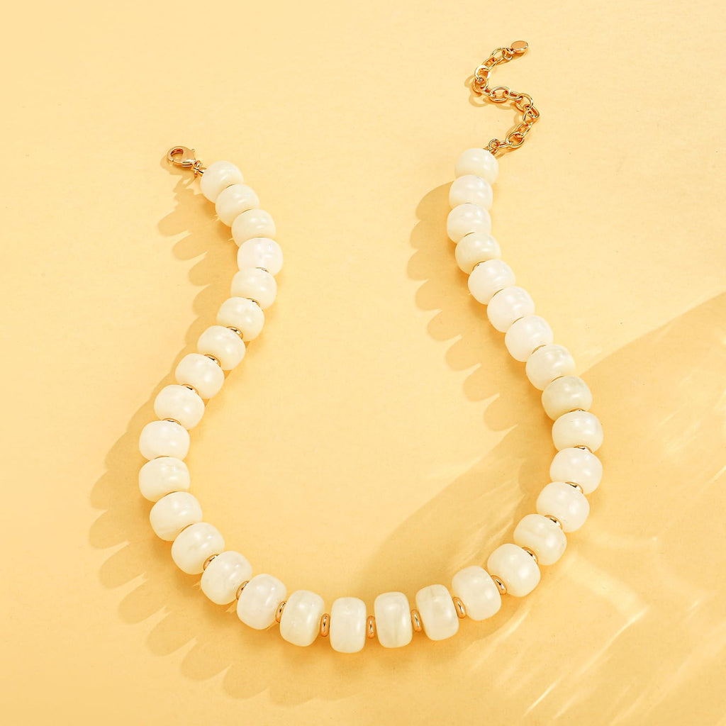 Acefun Colorful Resin Acrylic Beaded Choker Necklace for Women 14K Gold Plated Multicolor Statement Necklace Adjustable Trendy Boho Summer Jewelry