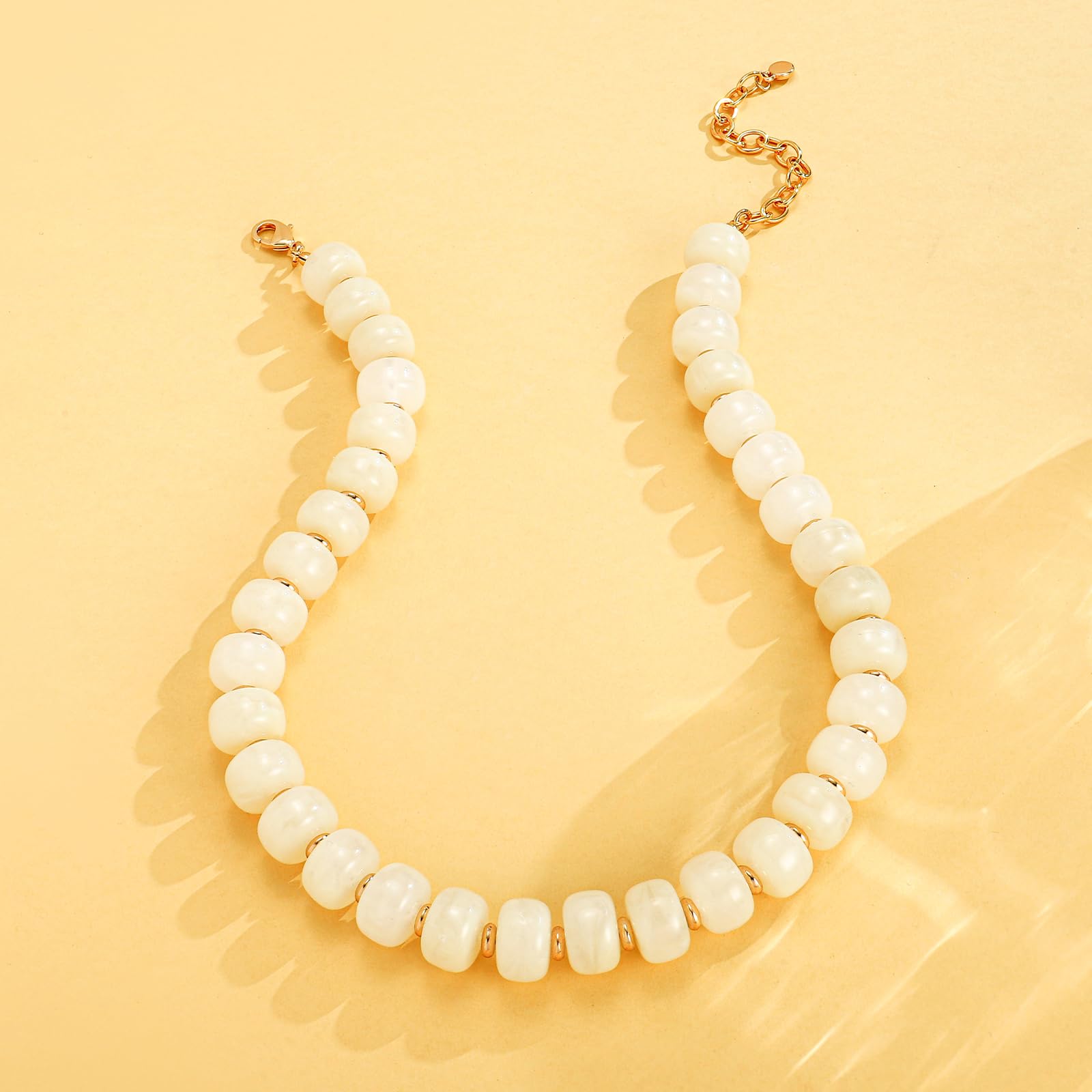 Acefun Colorful Resin Acrylic Beaded Choker Necklace for Women 14K Gold Plated Multicolor Statement Necklace Adjustable Trendy Boho Summer Jewelry